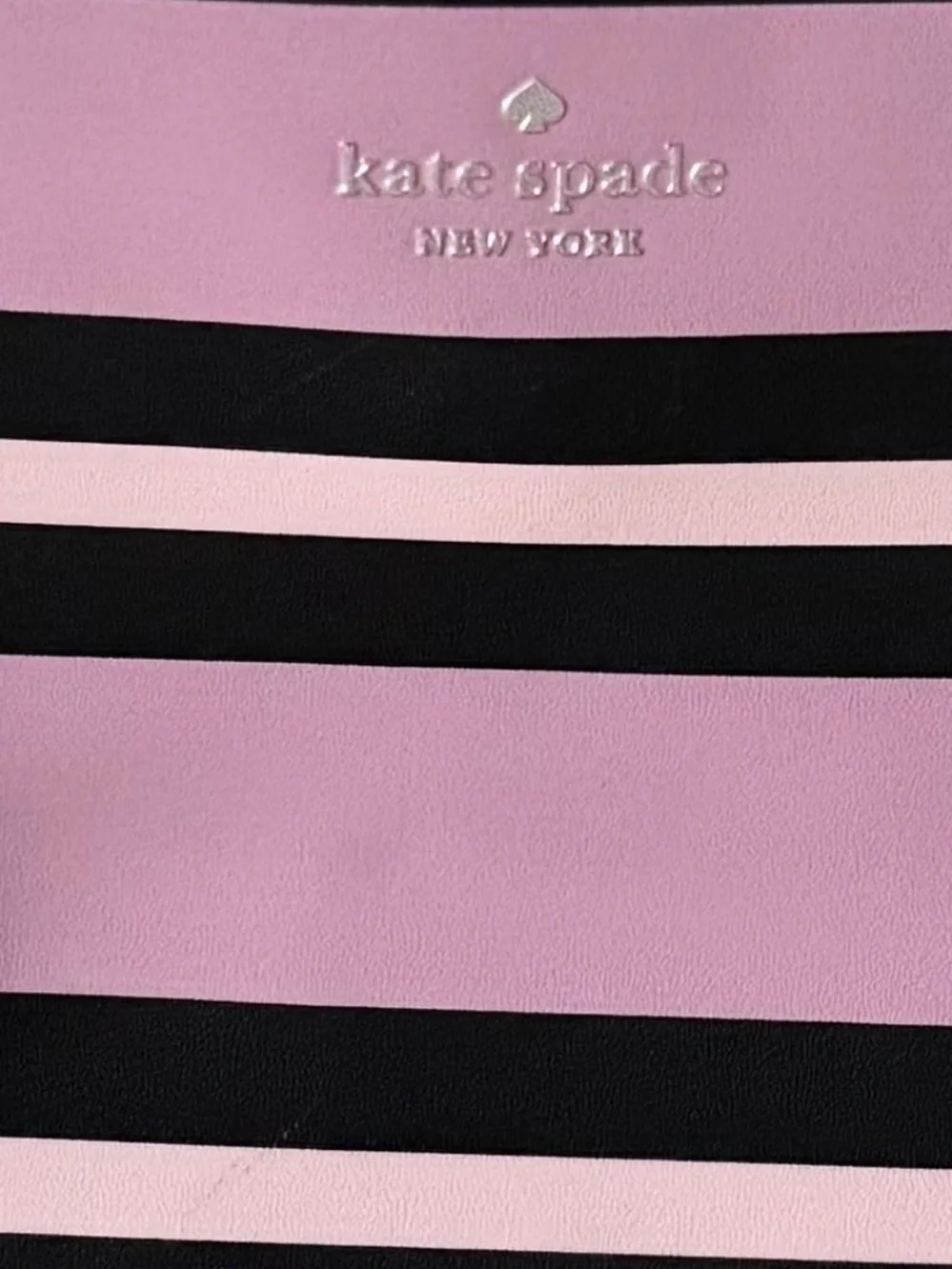 kate spade Pink and Black Striped Tote with Bow Charm